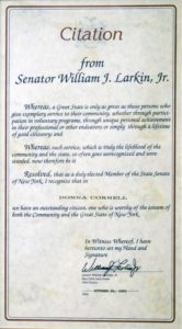 Citation from Senator Willian J. Larkin, Jr.